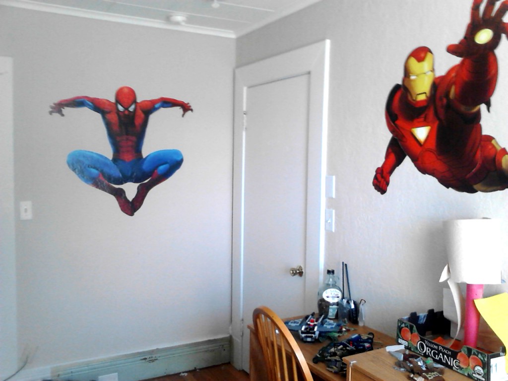 iron man and spiderman giant wall decals