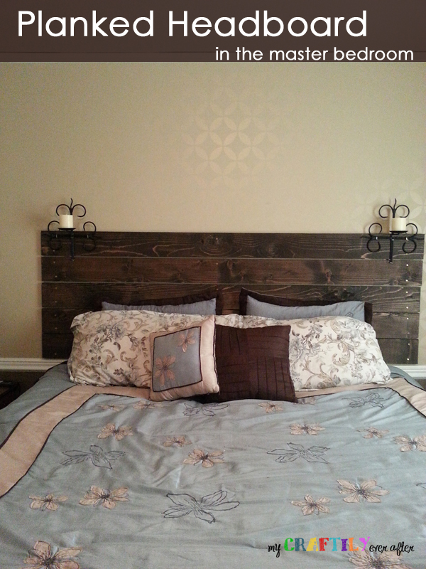 planked headboard in the master bedroom