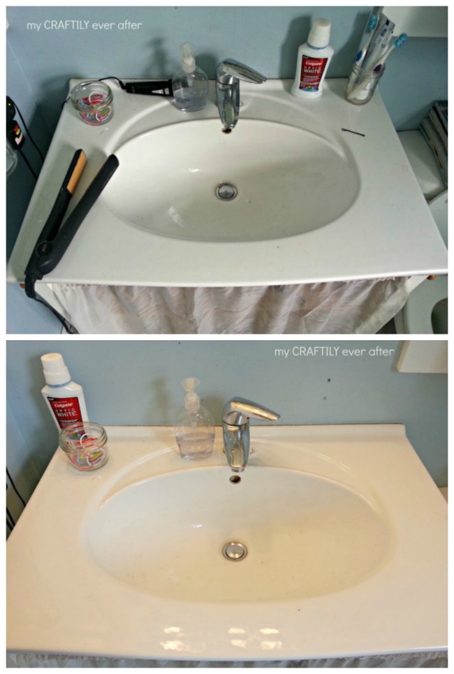 bathroom counter before and after