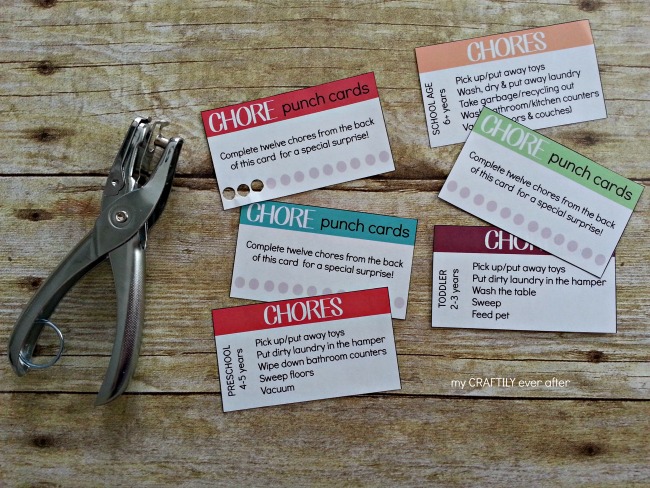 chore punch cards for kids