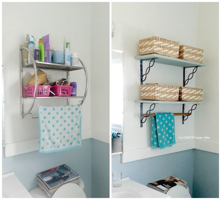 bathroom shelves before and after
