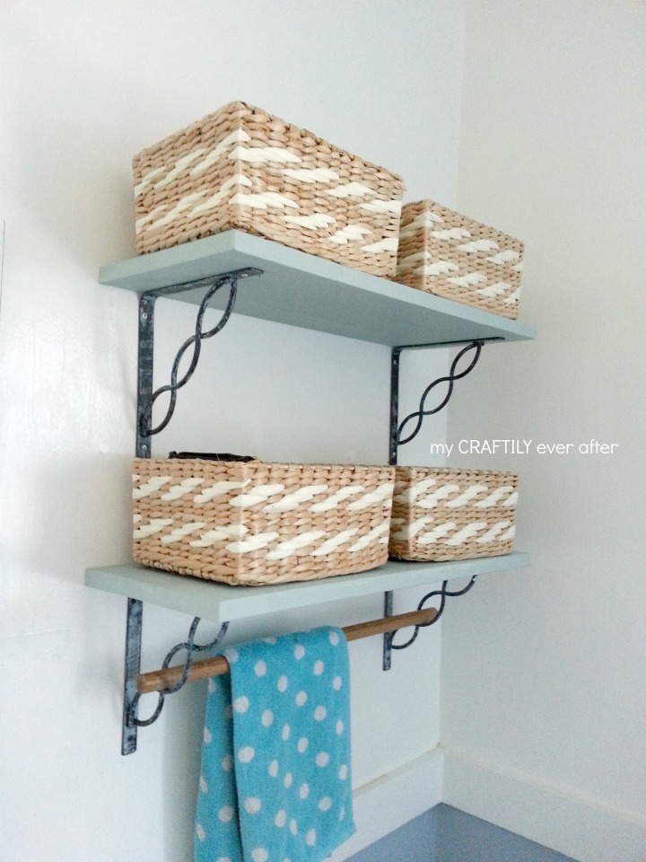 beachy bathroom shelves with modern masters metal effects paint