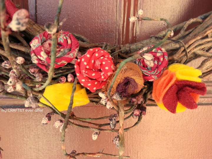 fabric flowers for a fall wreath