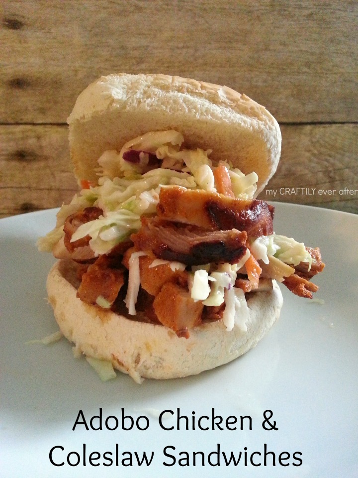 adobo chicken and coleslaw sandwich