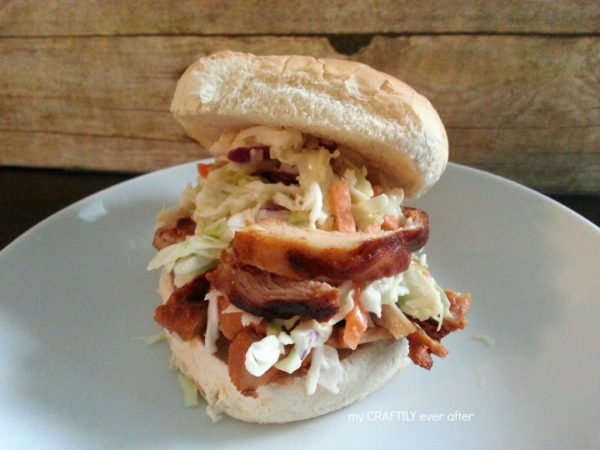 adobo chicken sandwiches with coleslaw