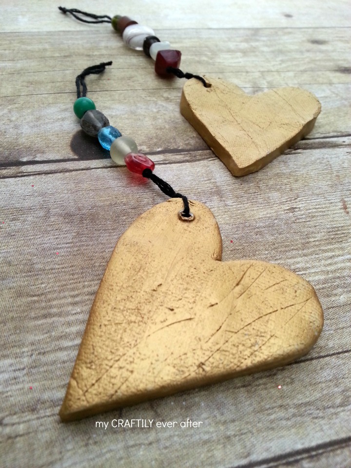 clay heart ornaments