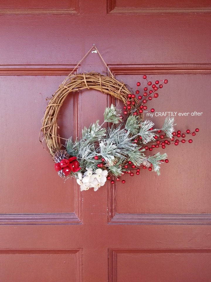 simple holiday wreath on front door