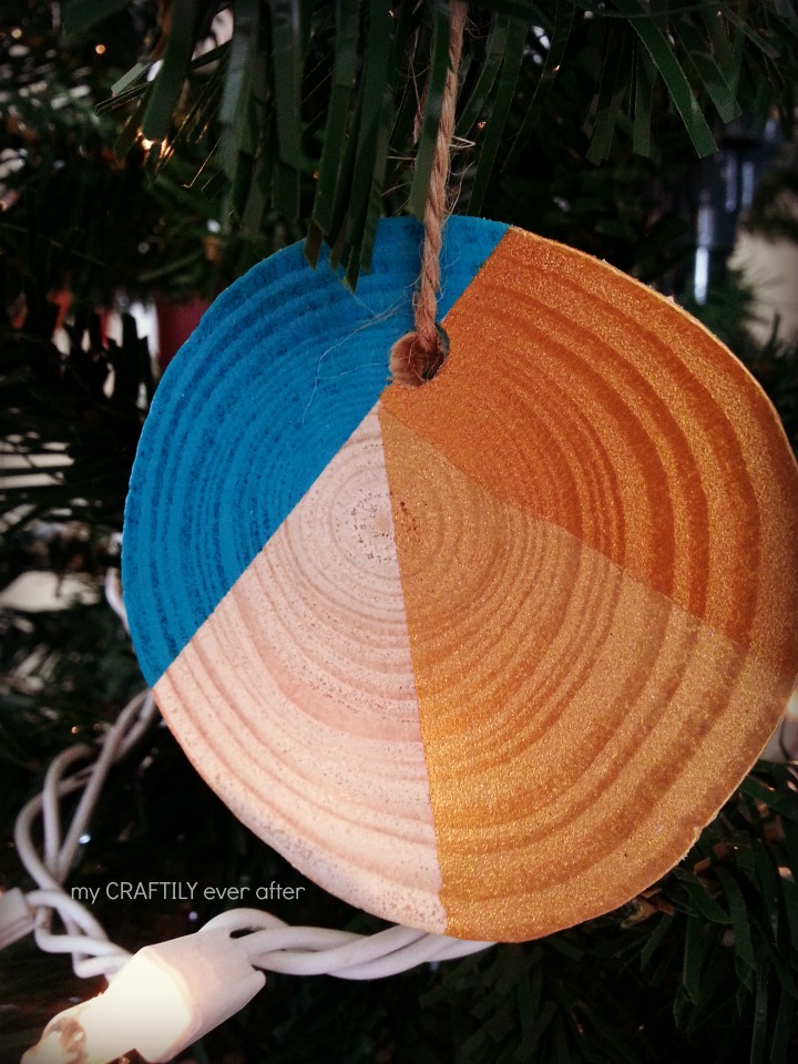 wood slice geometric ornament