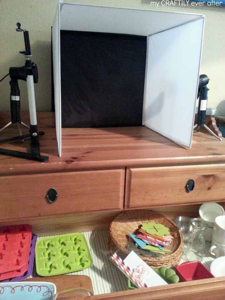 dresser used as a photo station
