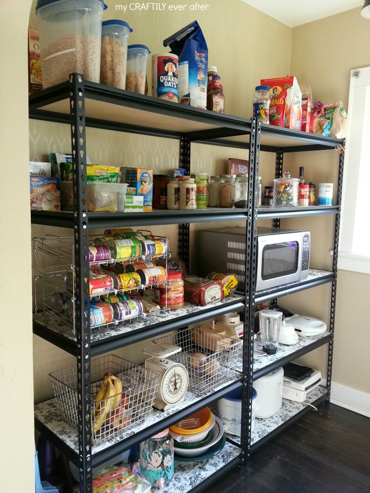walk in pantry makeover with industrial shelves