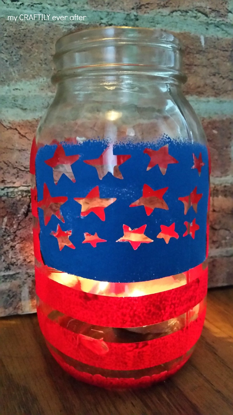 patriotic painted candle holder from a mason jar
