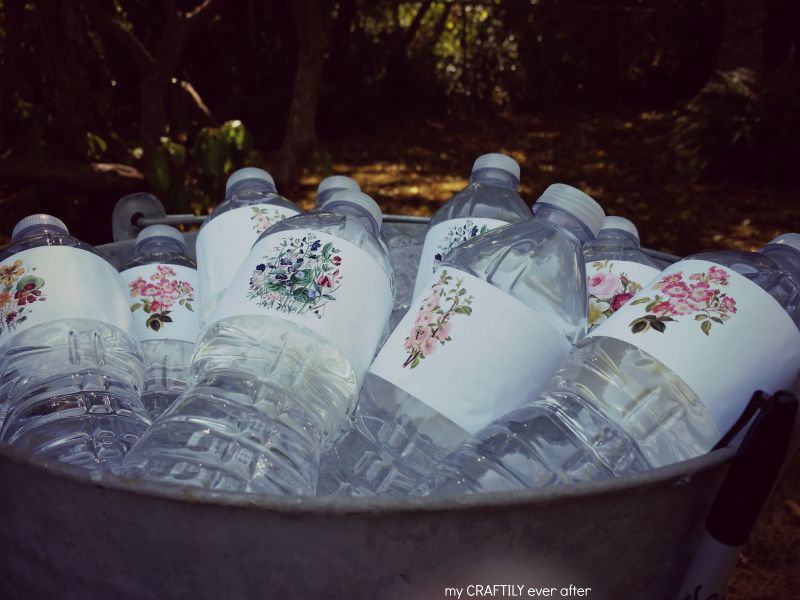printable vintage floral water bottle labels