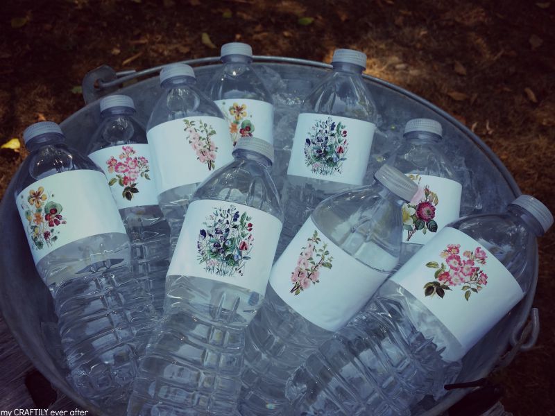vintage floral water bottle labels