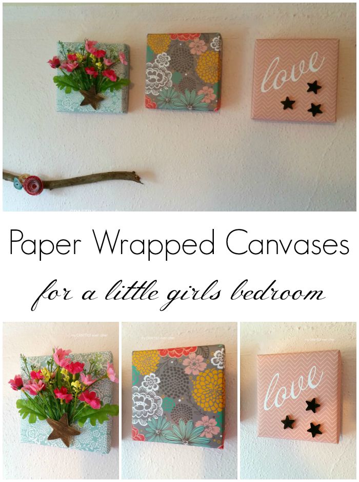 paper wrapped canvases for a little girls bedroom