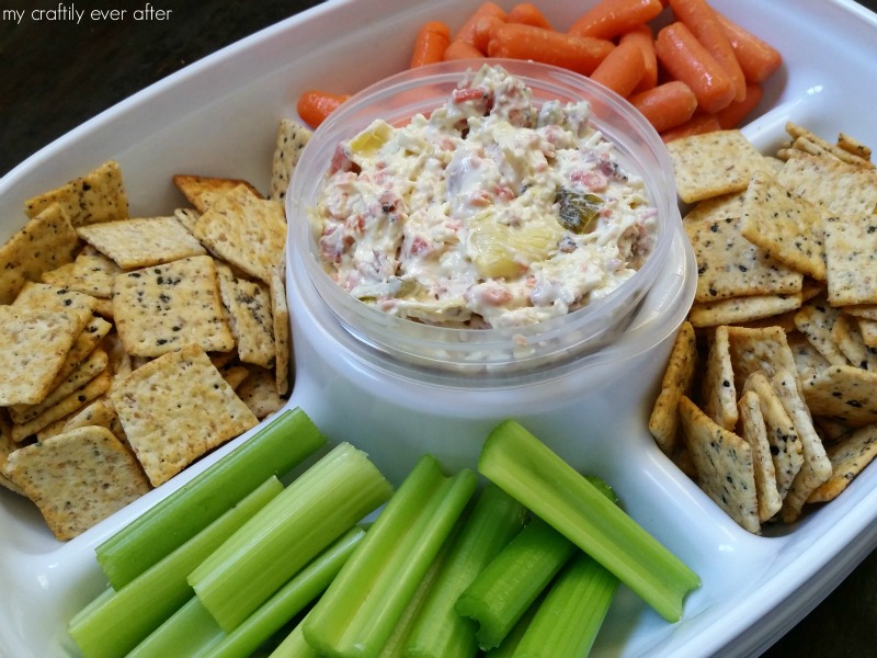 smoked salmon dip in a Rubbermaid party platter